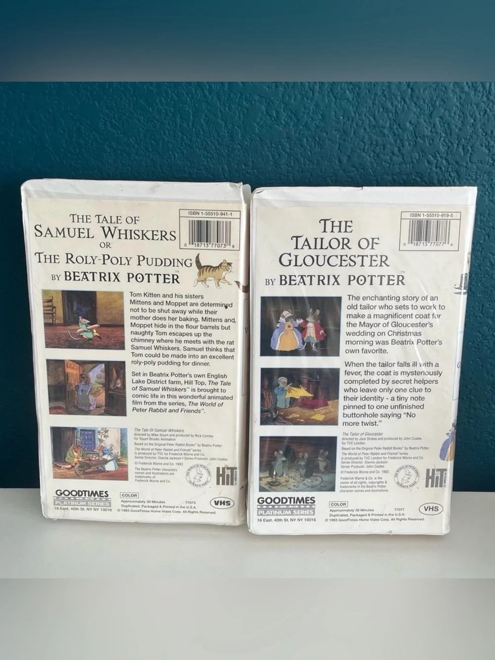 Beatrix Potter Petter Rabbit Samuel Whiskers Mug and 2 VHS Tapes